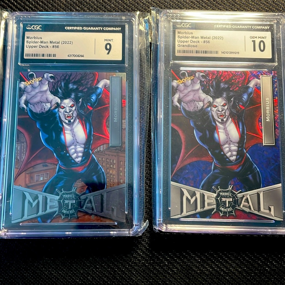 Morbius Marvel Metal 2022 Upper Deck Grandiose and Base bundle Gen Mint 9 10